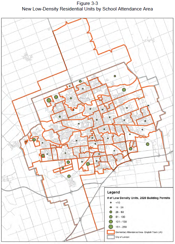 Figure 3-3: New Low-Density Residential Units by School Attendance Area