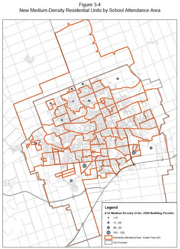 Figure 3-4: New Medium-Density Residential Units by School Attendance Area