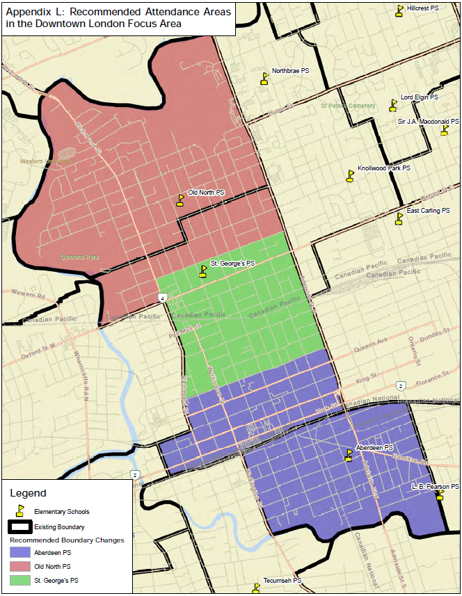 Appendix L: Recommended Attendance Areas in the Downtown London Focus Area
